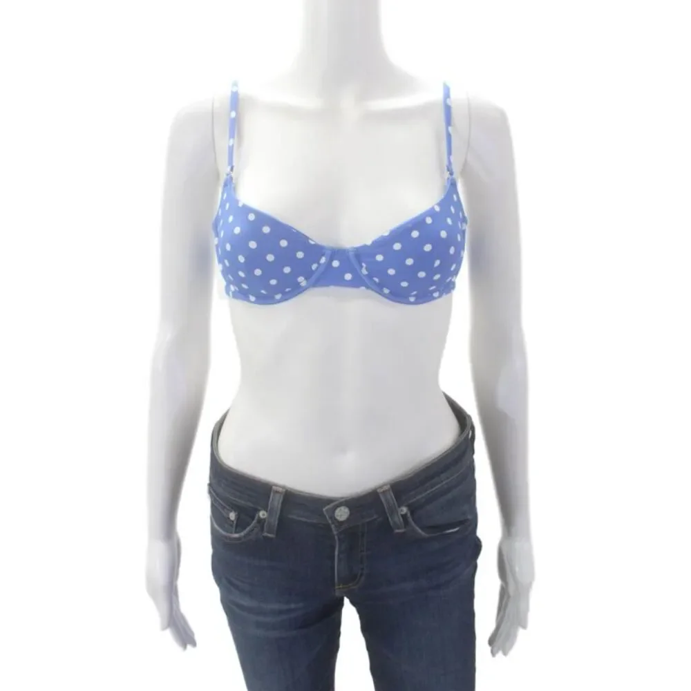 We Wore What Womens Spandex Textured Polka Dotted Bikini Top Blue Size XS